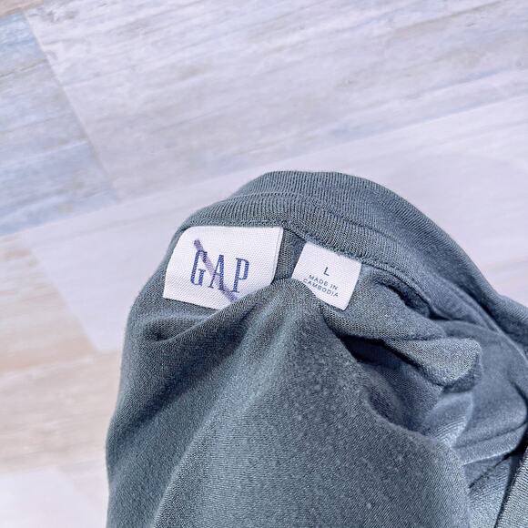 GAP Twist Knot Dress Green Tencel Jersey Stretch Short Sleeve Womens Large - Picture 5 of 7